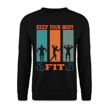 Bodybuilding Keep Body Fit Muskeltraining Hantel - Unisex Pullover - Schwarz - Vorne - Alina (178cm) & Michal (187cm)