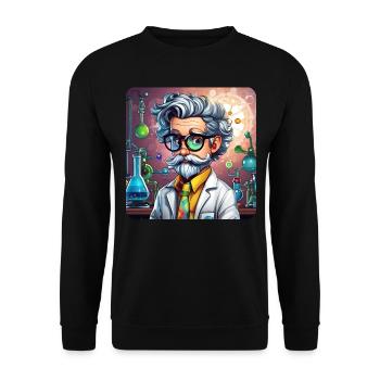 Crazy professor with glasses and smock - Unisex Sweatshirt - black - Front - Alina (178cm) & Michal (187cm)