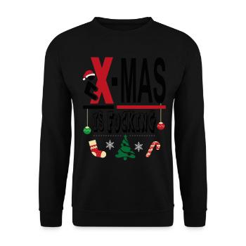 X Mas Christmas is Fucking Scheisse Mist - Unisex Pullover - Schwarz - Vorne - Alina (178cm) & Michal (187cm)