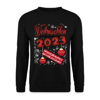 Weihnachten Christmas Lustig Burn out 2023 - Unisex Pullover - Schwarz - Vorne - Alina (178cm) & Michal (187cm)