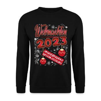 Weihnachten Christmas Lustig Burn out 2023 - Unisex Pullover - Schwarz - Vorne - Alina (178cm) & Michal (187cm)
