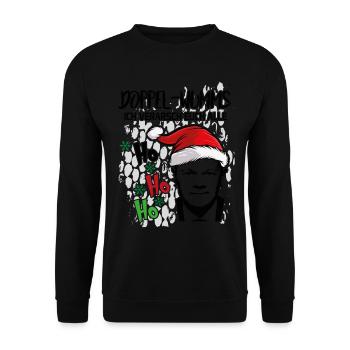 Weihnachten Christmas Lustig Sprüche Politik - Unisex Pullover - Schwarz - Vorne - Alina (178cm) & Michal (187cm)