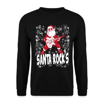 Weihnachten Christmas Santa Rocks Music Musik - Unisex Pullover - Schwarz - Vorne - Alina (178cm) & Michal (187cm)
