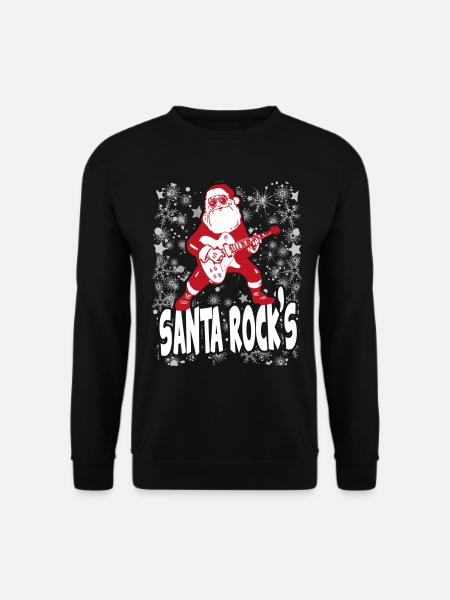Weihnachten Christmas Santa Rocks Music Musik - Unisex Pullover - Schwarz