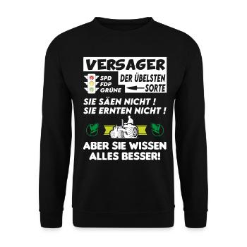 Bauern Proteste Politik Versagen Ampel - Unisex Pullover - Schwarz - Vorne - Alina (178cm) & Michal (187cm)
