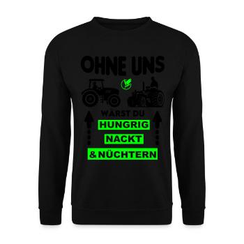 Bauer Hungrig Nackt Nüchtern Protest - Unisex Pullover - Schwarz - Vorne - Alina (178cm) & Michal (187cm)