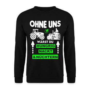 Bauer Hungrig Nackt Nüchtern Protest - Unisex Pullover - Schwarz - Vorne - Alina (178cm) & Michal (187cm)