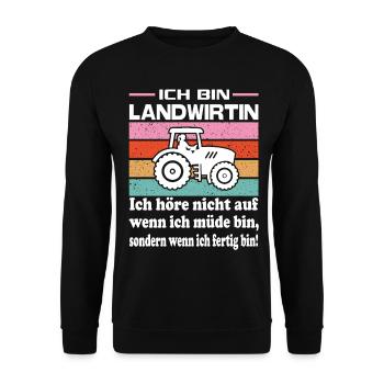 Bäuerin Protest Landwirtin Schnauze voll - Unisex Pullover - Schwarz - Vorne - Alina (178cm) & Michal (187cm)