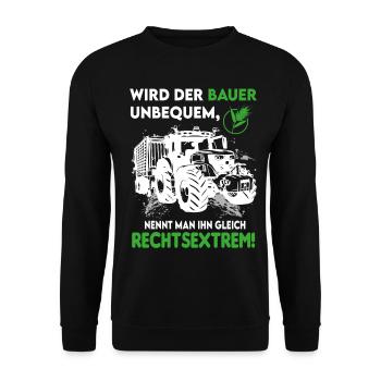 Bauern Proteste Demostration Politik Rechtsextrem - Unisex Pullover - Schwarz - Vorne - Alina (178cm) & Michal (187cm)