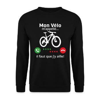 Mon Vélo m'appelle Idée Cadeau Vététiste - Sweat-shirt Unisexe - noir - Devant - Alina (178cm) & Michal (187cm)