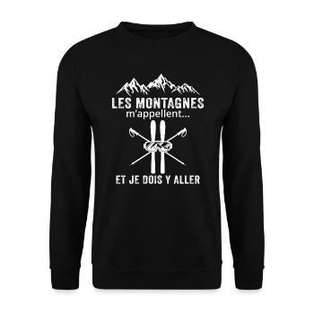 Les montagnes m'appellent cadeau pour les skieurs - Sweat-shirt Unisexe - noir - Devant - Alina (178cm) & Michal (187cm)