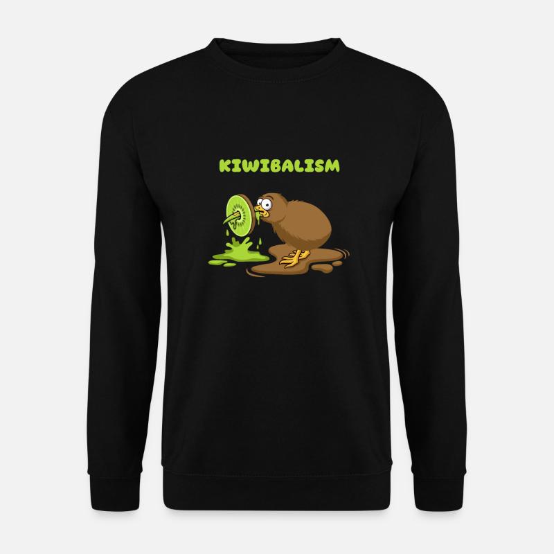 Ein Kiwi Vogel isst eine Kiwi Frucht - Unisex Pullover - Schwarz