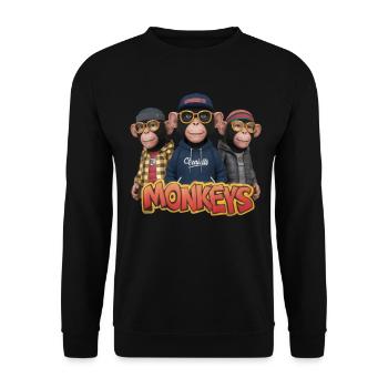 Monkeys 6 - Sweat-shirt Unisexe - noir - Devant - Alina (178cm) & Michal (187cm)