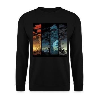 Magical Tree Landscapes in the Annual Cycle - Unisex Sweatshirt - black - Front - Alina (178cm) & Michal (187cm)