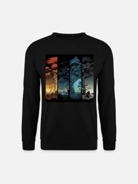 Magische Baumlandschaften im Jahreszyklus - Unisex Pullover - Schwarz