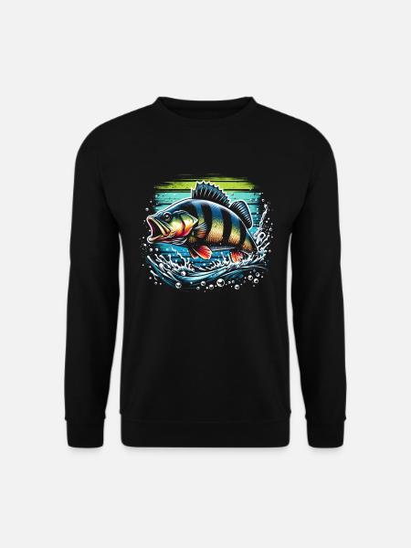 Barsch Angeln Raubfisch - Unisex Pullover - Schwarz