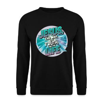 Jesus – The Way, the Truth and the Life - Unisex Sweatshirt - black - Front - Alina (178cm) & Michal (187cm)