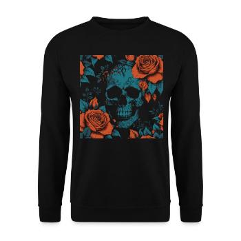 Conception de crâne et de roses - Sweat-shirt Unisexe - noir - Devant - Alina (178cm) & Michal (187cm)