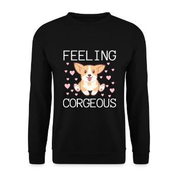 Feeling Corgeous - Cute Corgi Dog Kawaii - Unisex Sweatshirt - black - Front - Alina (178cm) & Michal (187cm)