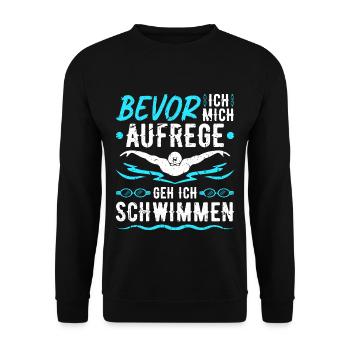 Bevor Ich Mich Aufrege Schwimmen Schwimm - Unisex Pullover - Schwarz - Vorne - Alina (178cm) & Michal (187cm)