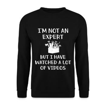 Meister Geselle Ich bin kein Experte Lustig - Unisex Pullover - Schwarz - Vorne - Alina (178cm) & Michal (187cm)