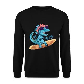 Dino Dinosaur sur une planche de surf avec des lunettes de soleil - Sweat-shirt Unisexe - noir - Devant - Alina (178cm) & Michal (187cm)