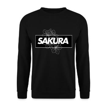 SAKURA cherry blossom - Unisex Sweatshirt - black - Front - Alina (178cm) & Michal (187cm)