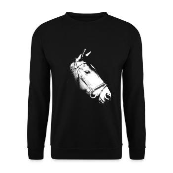 Pferdekopf - Unisex Pullover - Schwarz - Vorne - Alina (178cm) & Michal (187cm)