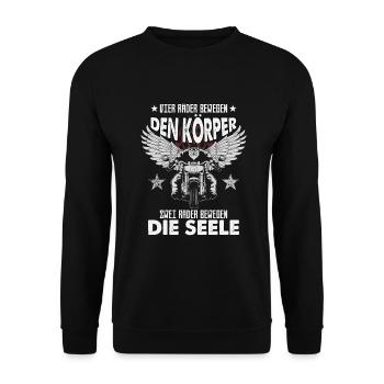 Biker Motiv T Shirt 064 - Unisex Pullover - Schwarz - Vorne - Alina (178cm) & Michal (187cm)