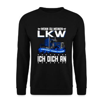 Brummi LKW Fahrer Motiv T Shirt 152 - Unisex Pullover - Schwarz - Vorne - Alina (178cm) & Michal (187cm)