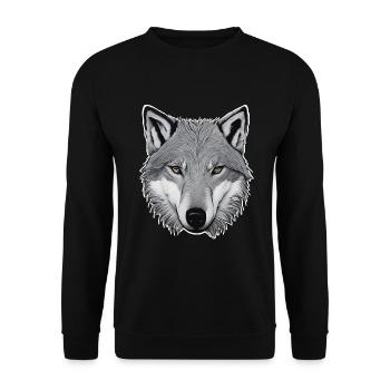 Wolf - Unisex Pullover - Schwarz - Vorne - Alina (178cm) & Michal (187cm)