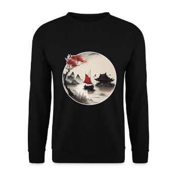Asian landscape - Unisex Sweatshirt - black - Front - Alina (178cm) & Michal (187cm)