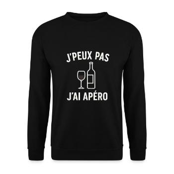 j’peux pas j’ai apéro - Sweat-shirt Unisexe - noir - Devant - Alina (178cm) & Michal (187cm)