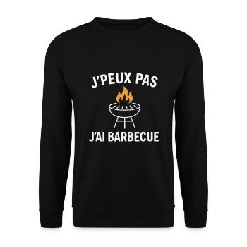 j’peux pas j’ai barbecue - Sweat-shirt Unisexe - noir - Devant - Alina (178cm) & Michal (187cm)