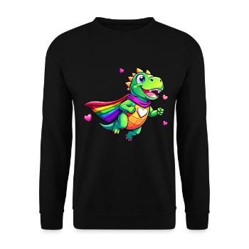 Dino super-héros - Sweat-shirt Unisexe - noir - Devant - Alina (178cm) & Michal (187cm)