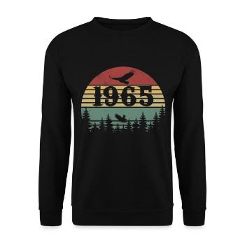 1965 Vintage 1965 Retro 1965 Birthday Gift - Unisex Sweatshirt - black - Front - Alina (178cm) & Michal (187cm)