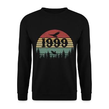 1999 Vintage Cadeau D’anniversaire 1999 Retro 1999 - Sweat-shirt Unisexe - noir - Devant - Alina (178cm) & Michal (187cm)