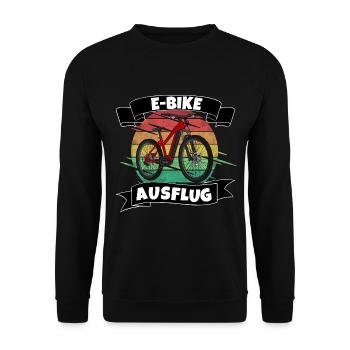E-Bike Fahrrad Ausflug - Unisex Pullover - Schwarz - Vorne - Alina (178cm) & Michal (187cm)