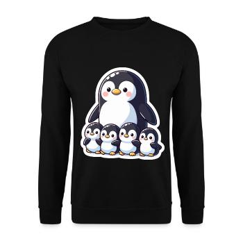 Petits pingouins pingouin famille mignon cadeau - Sweat-shirt Unisexe - noir - Devant - Alina (178cm) & Michal (187cm)