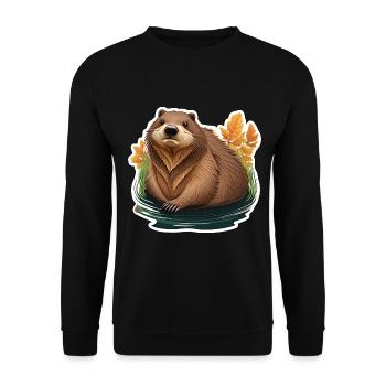 Castor mignon - Sweat-shirt Unisexe - noir - Devant - Alina (178cm) & Michal (187cm)