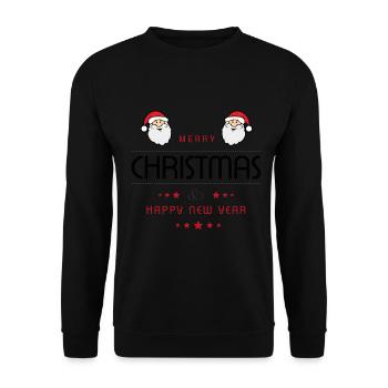 Weihnachten Merry Christmas Happy New Year - Unisex Pullover - Schwarz - Vorne - Alina (178cm) & Michal (187cm)