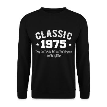 Born 1975 Vintage Classic Anniversary Gift 1975 - Unisex Sweatshirt - black - Front - Alina (178cm) & Michal (187cm)