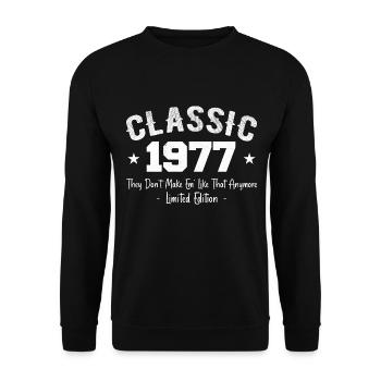 Né 1977 Vintage Cadeau Anniversaire Classic 1977 - Sweat-shirt Unisexe - noir - Devant - Alina (178cm) & Michal (187cm)