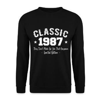 Born 1987 Vintage Classic Anniversary Gift 1987 - Unisex Sweatshirt - black - Front - Alina (178cm) & Michal (187cm)