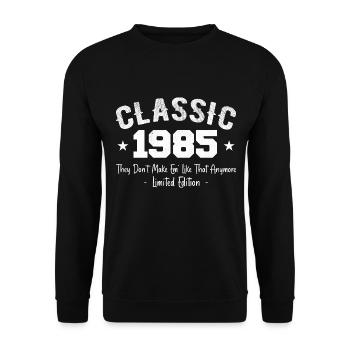 Né 1985 Vintage Cadeau Anniversaire Classic 1985 - Sweat-shirt Unisexe - noir - Devant - Alina (178cm) & Michal (187cm)