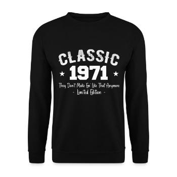 Born 1971 Vintage Classic Anniversary Gift 1971 - Unisex Sweatshirt - black - Front - Alina (178cm) & Michal (187cm)