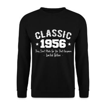 Born 1956 Vintage Classic 1956 Geburtstagsgeschenk - Unisex Pullover - Schwarz - Vorne - Alina (178cm) & Michal (187cm)