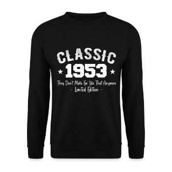 Né 1953 Vintage Cadeau Anniversaire Classic 1953 - Sweat-shirt Unisexe - noir - Devant - Alina (178cm) & Michal (187cm)