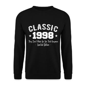 Né 1998 Vintage Cadeau Anniversaire Classic 1998 - Sweat-shirt Unisexe - noir - Devant - Alina (178cm) & Michal (187cm)