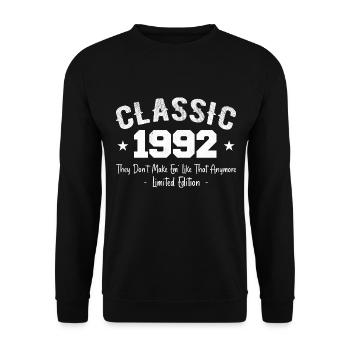 Né 1992 Vintage Cadeau Anniversaire Classic 1992 - Sweat-shirt Unisexe - noir - Devant - Alina (178cm) & Michal (187cm)